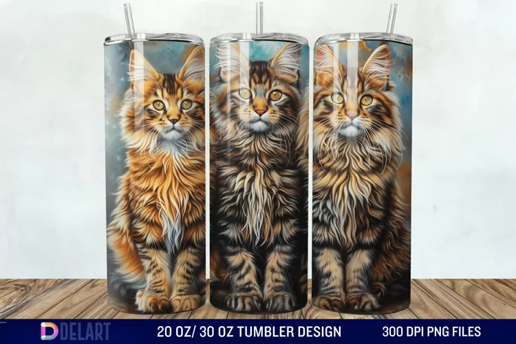 3D Maine Coon Cat Tumbler Wrap