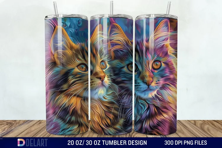 3D Maine Coon Cat Tumbler Wrap