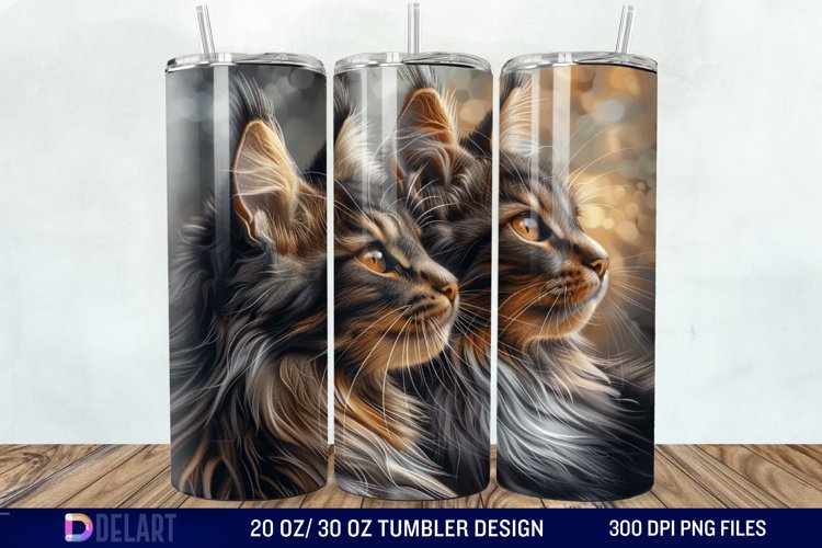 3D Maine Coon Cat Tumbler Wrap example image 1