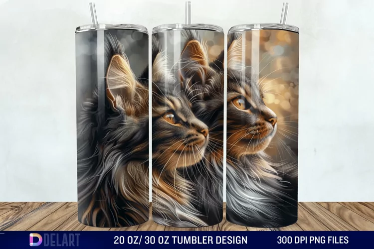 3D Maine Coon Cat Tumbler Wrap