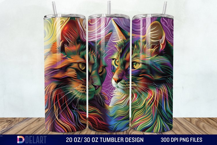 3D Maine Coon Cat Tumbler Wrap example image 1