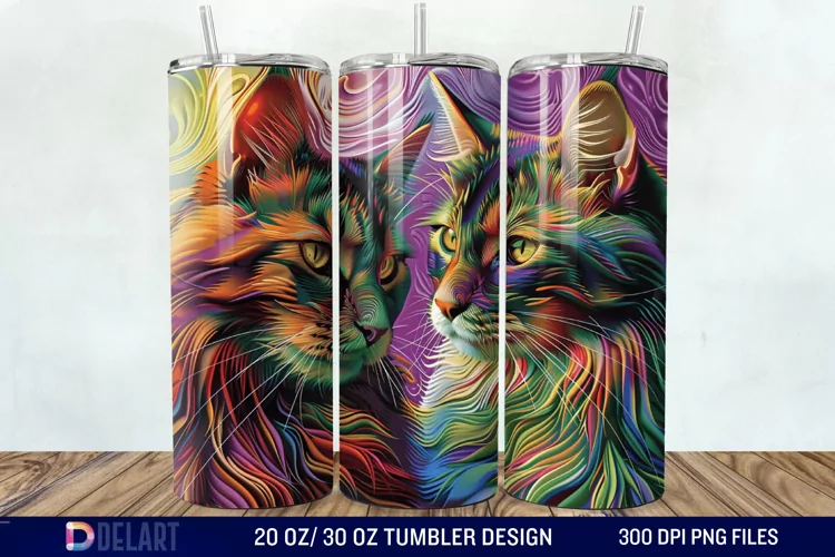 3D Maine Coon Cat Tumbler Wrap