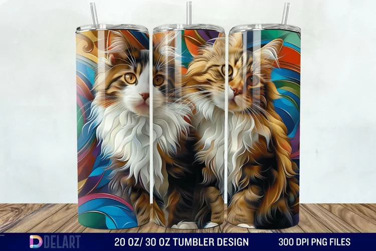 3D Maine Coon Cat Tumbler Wrap