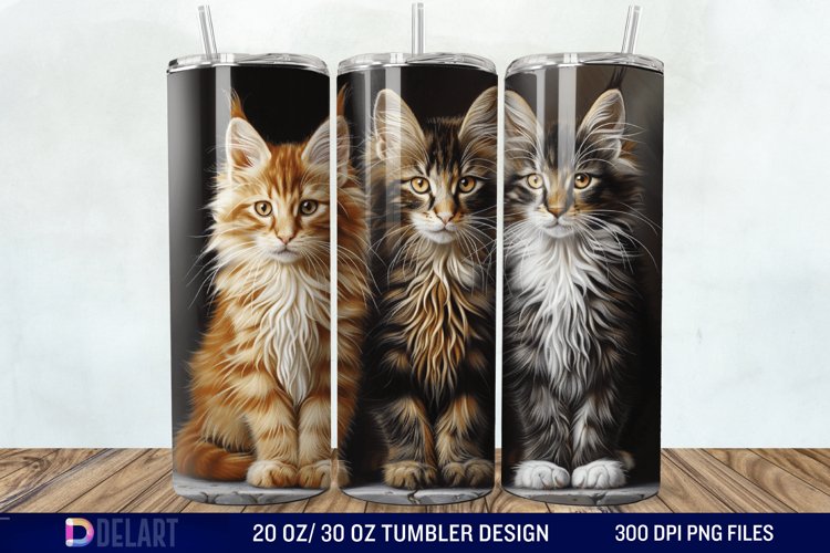 3D Maine Coon Cat Tumbler Wrap example image 1