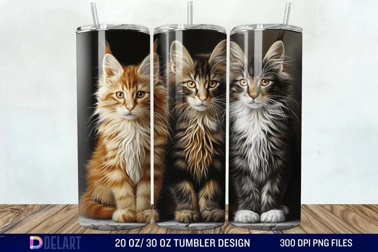 3D Maine Coon Cat Tumbler Wrap