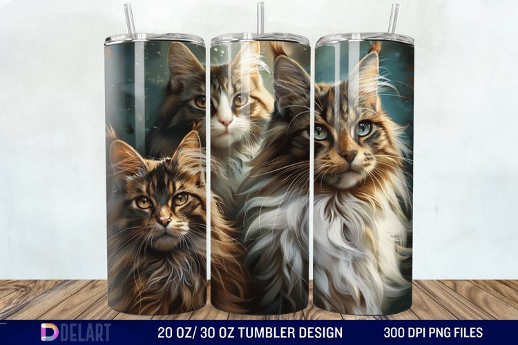 3D Maine Coon Cat Tumbler Wrap example image 1