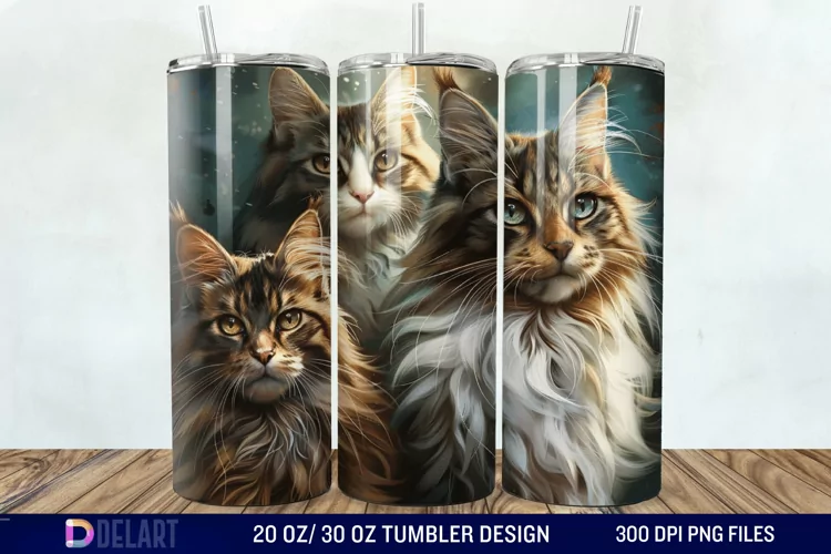 3D Maine Coon Cat Tumbler Wrap