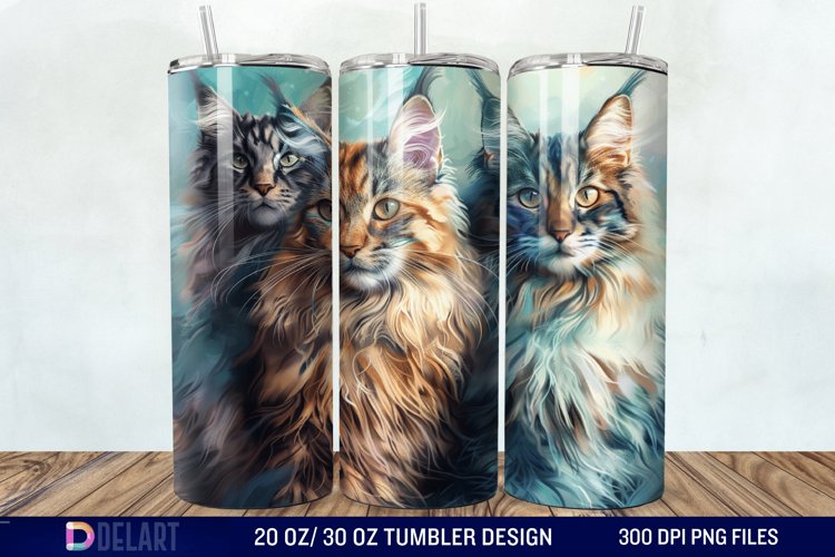 3D Maine Coon Cat Tumbler Wrap example image 1