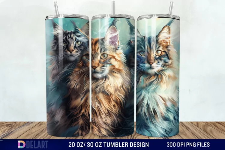 3D Maine Coon Cat Tumbler Wrap