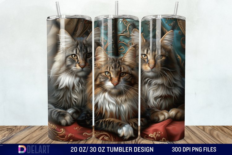 3D Maine Coon Cat Tumbler Wrap example image 1