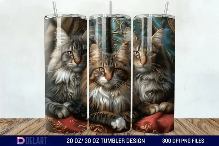 3D Maine Coon Cat Tumbler Wrap