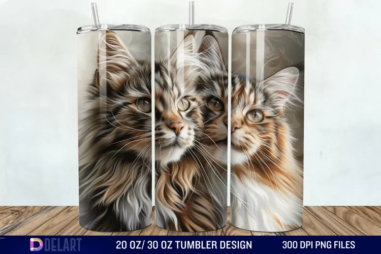 3D Maine Coon Cat Tumbler Wrap