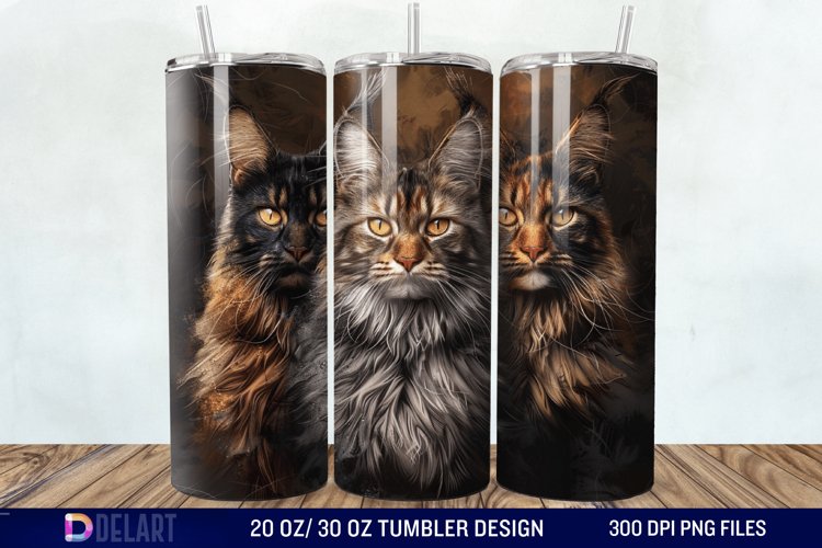 3D Maine Coon Cat Tumbler Wrap example image 1