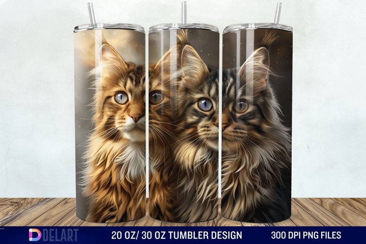 3D Maine Coon Cat Tumbler Wrap example image 1