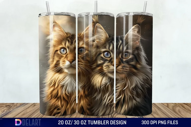 3D Maine Coon Cat Tumbler Wrap