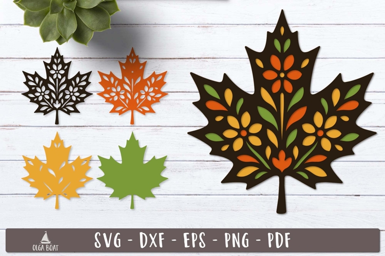 3d Maple Leaf Layered SVG design