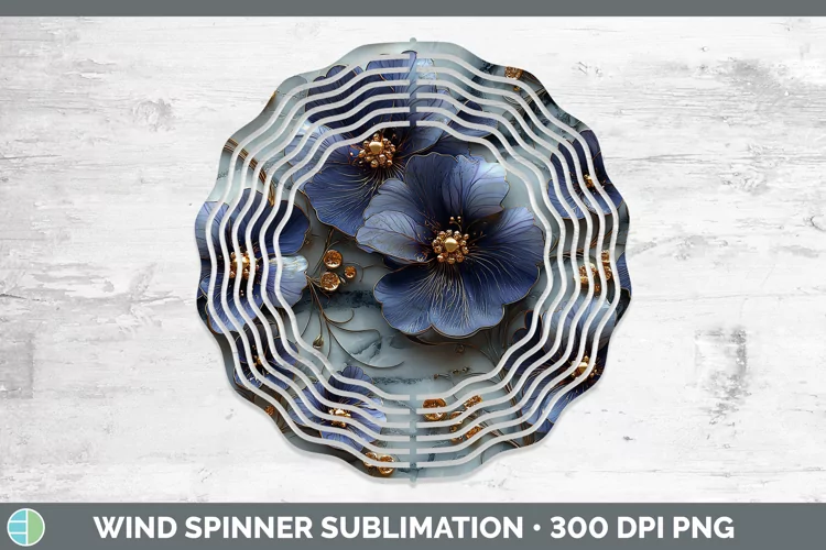 3D Marble Flowers Violet Wind Spinner Sublimation Spinner De