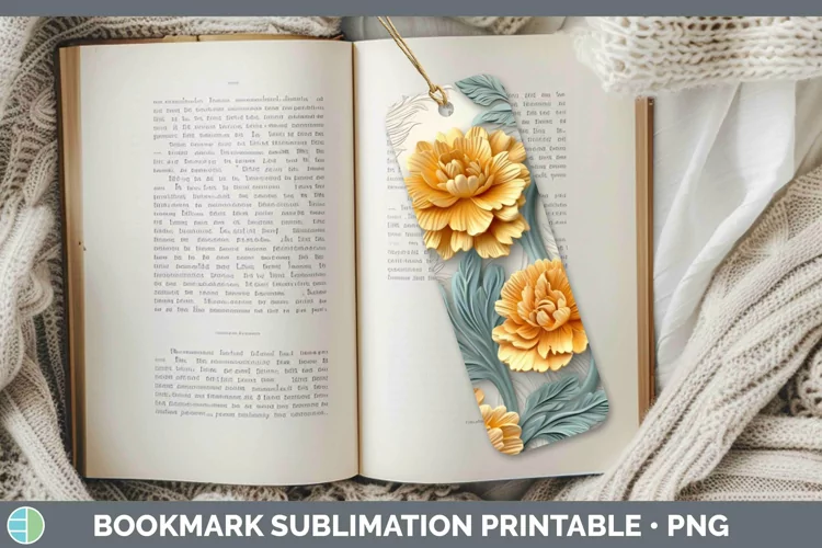 3D Marigold Bookmark Sublimation Printable Designs