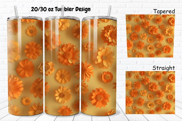 3D Marigold Spring Flower 20/30oz Skinny Tumbler