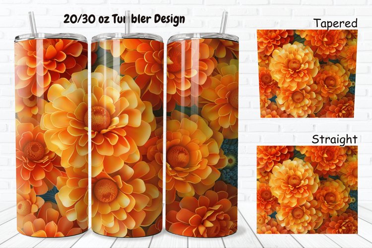 3D Marigold Spring Flower 20/30oz Skinny Tumbler