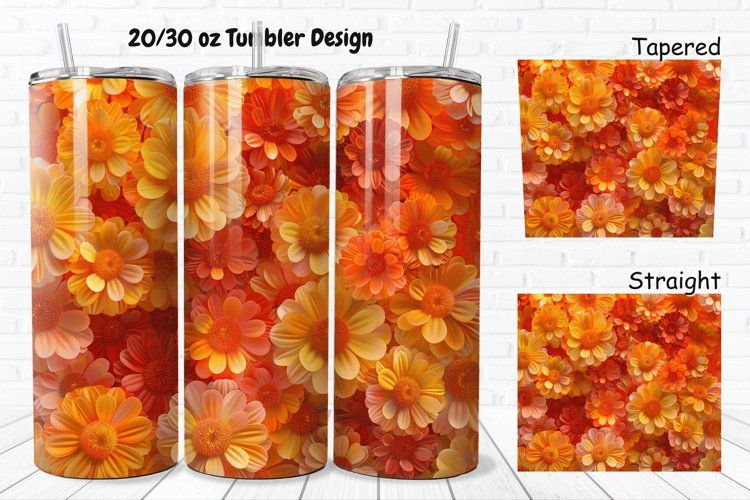 3D Marigold Spring Flower 20/30oz Skinny Tumbler