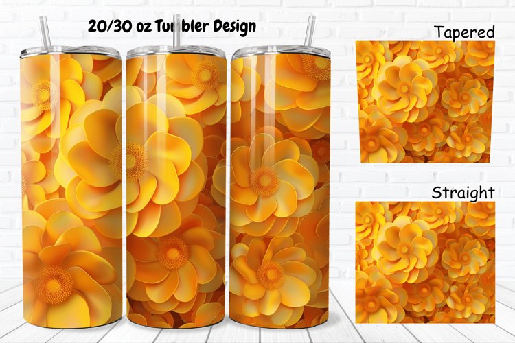 3D Marigold Spring Flower 20/30oz Skinny Tumbler