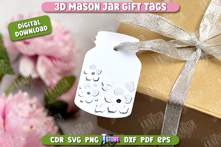 3D Mason Jar Gift Tags | Paper Jar Gift Tags | Holiday Tag