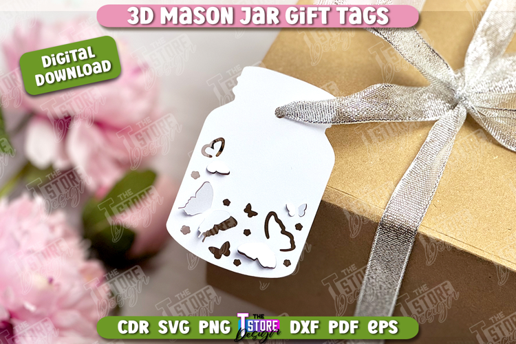 3D Mason Jar Gift Tags | Paper Jar Gift Tags | Holiday Tag