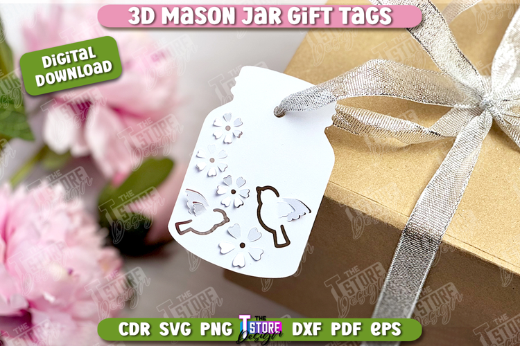 3D Mason Jar Gift Tags | Paper Jar Gift Tags | Holiday Tag
