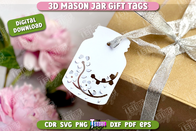 3D Mason Jar Gift Tags | Paper Jar Gift Tags | Holiday Tag