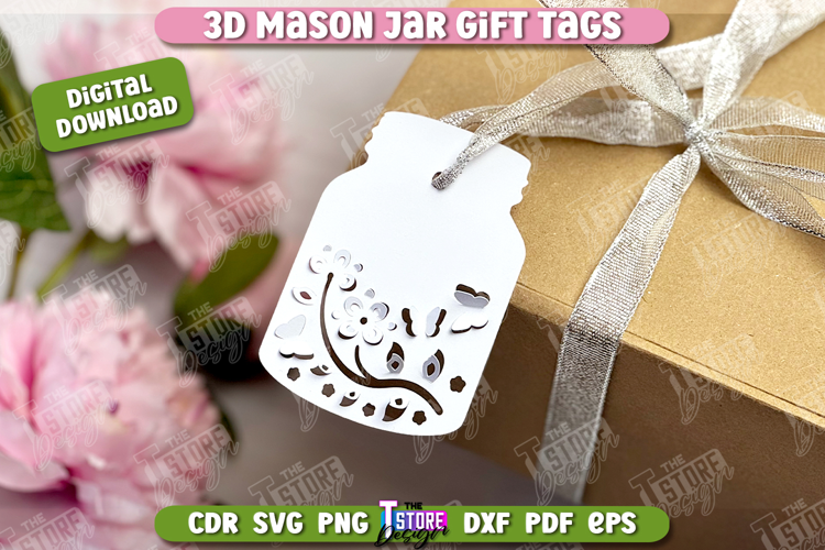 3D Mason Jar Gift Tags | Paper Jar Gift Tags | Holiday Tag