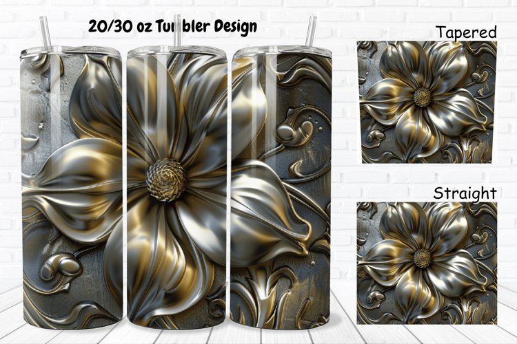 3D Metal Flower 20/30oz Skinny Tumbler example image 1