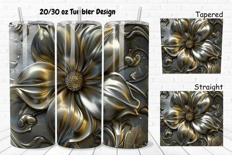 3D Metal Flower 20/30oz Skinny Tumbler