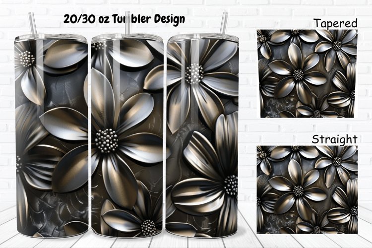 3D Metal Flower 20/30oz Skinny Tumbler example image 1
