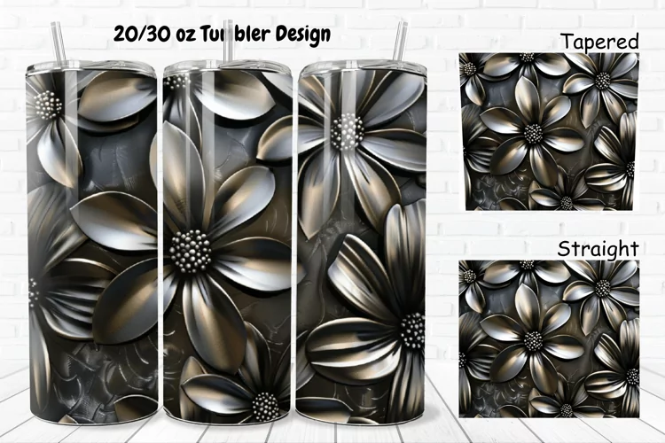 3D Metal Flower 20/30oz Skinny Tumbler