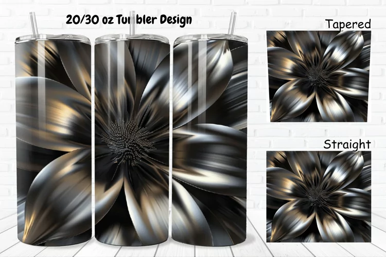 3D Metal Flower 20/30oz Skinny Tumbler