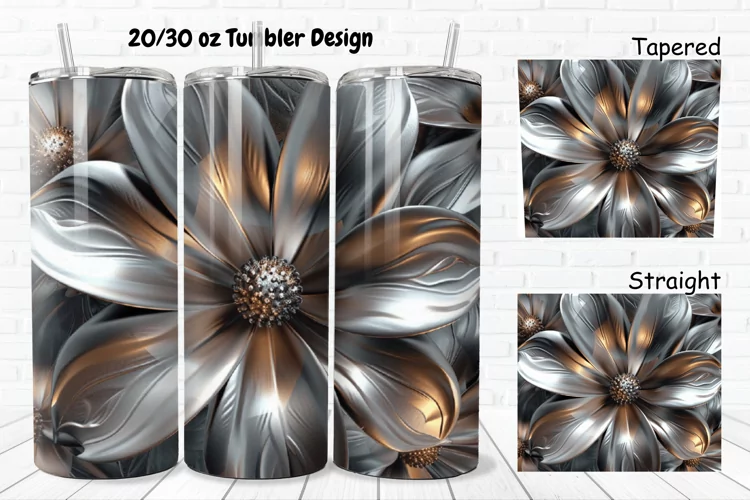 3D Metal Flower 20/30oz Skinny Tumbler