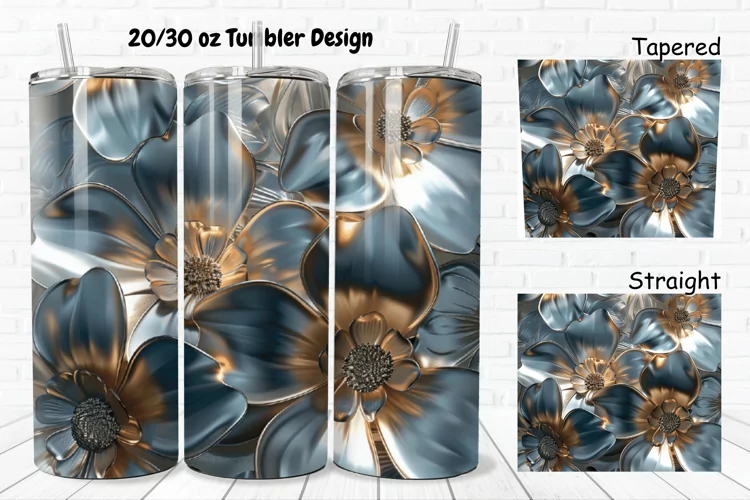 3D Metal Flower 20/30oz Skinny Tumbler