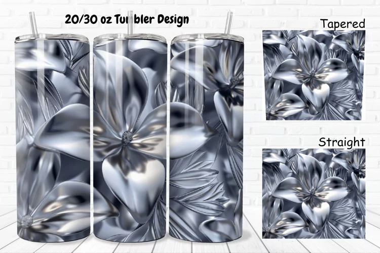3D Metal Flower 20/30oz Skinny Tumbler