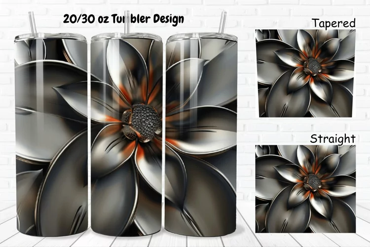 3D Metal Flower 20/30oz Skinny Tumbler