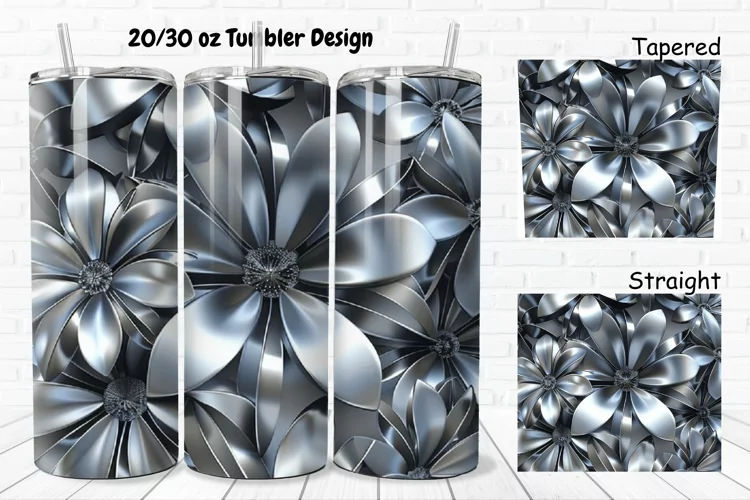 3D Metal Flower 20/30oz Skinny Tumbler