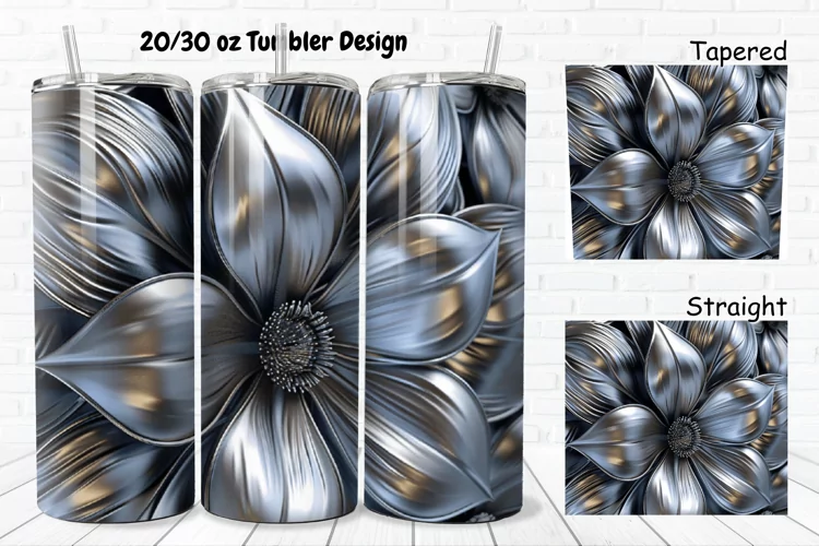 3D Metal Flower 20/30oz Skinny Tumbler
