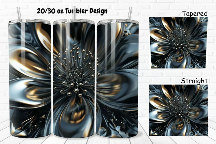 3D Metal Flower 20/30oz Skinny Tumbler