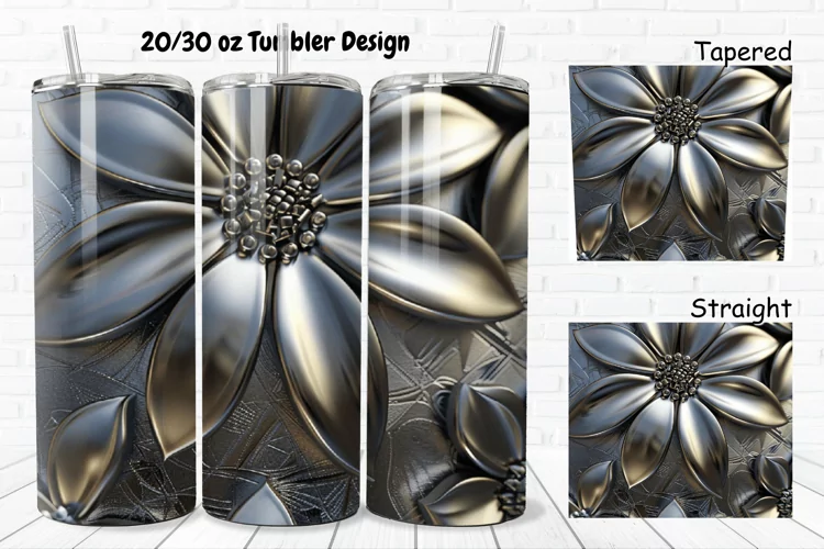 3D Metal Flower 20/30oz Skinny Tumbler