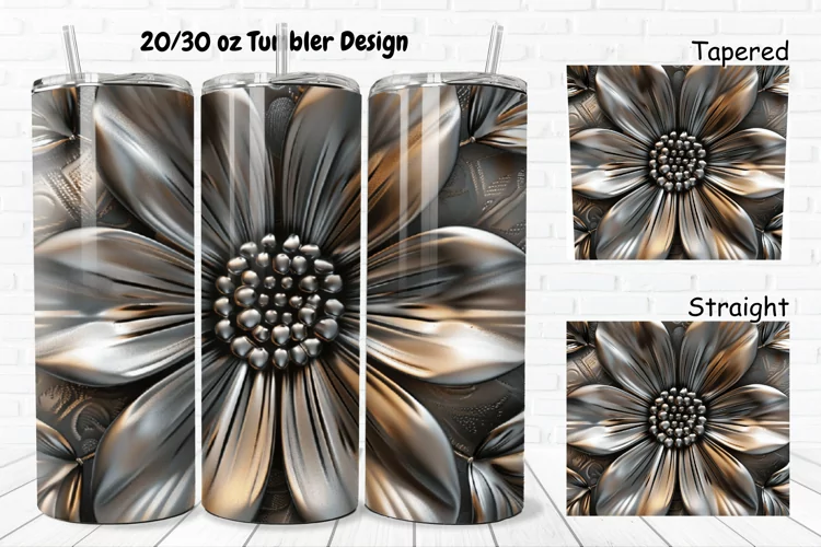 3D Metal Flower 20/30oz Skinny Tumbler