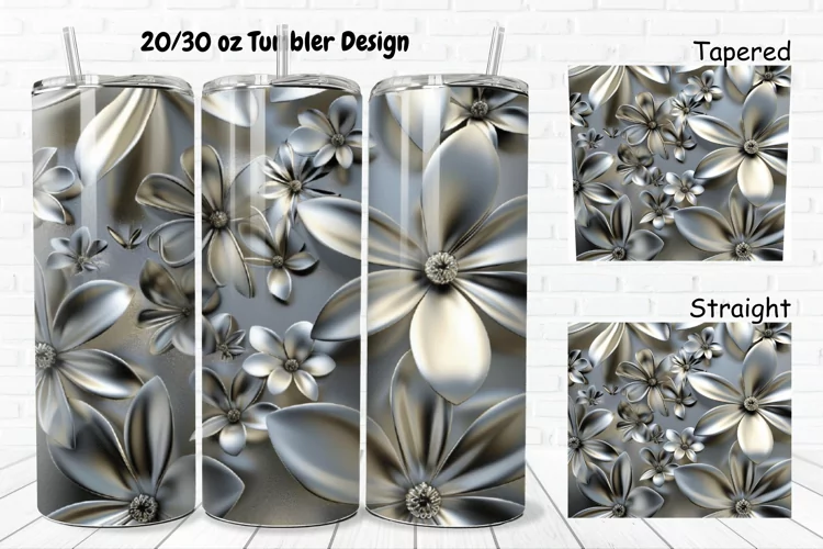 3D Metal Flower 20/30oz Skinny Tumbler