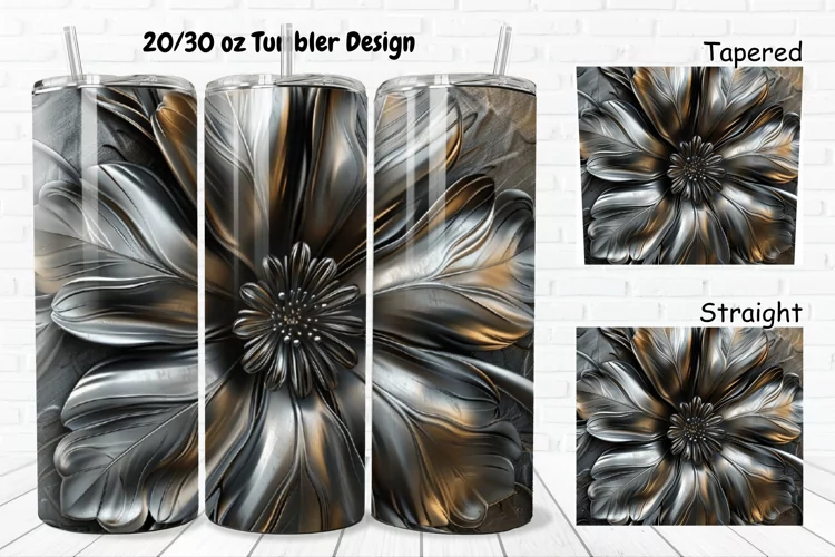 3D Metal Flower 20/30oz Skinny Tumbler