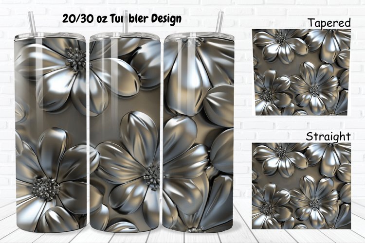 3D Metal Flower 20/30oz Skinny Tumbler