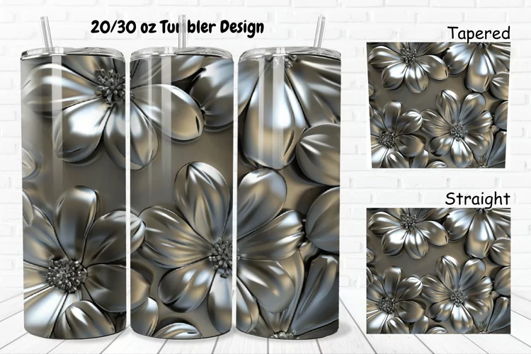 3D Metal Flower 20/30oz Skinny Tumbler