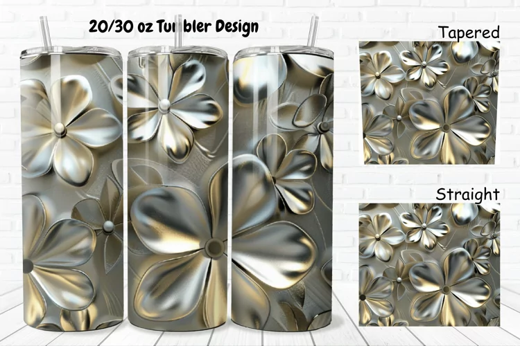 3D Metal Flower 20/30oz Skinny Tumbler
